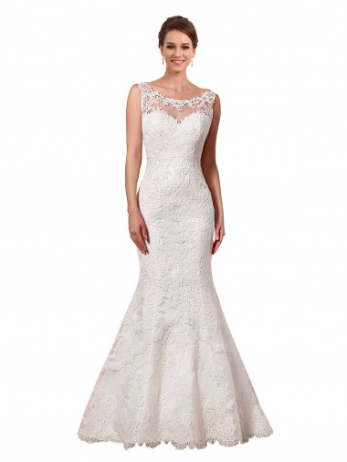 Chapel Train Long Ivory Sleeveless Mermaid Sexy Wedding Dress Leeds