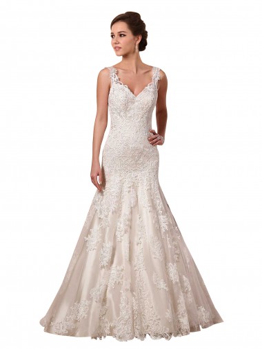 Chapel Train Ivory Sleeveless Mermaid Tulle & Lace Bridal Wedding Dress Leeds