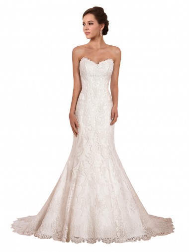 Chapel Train Ivory Sleeveless Mermaid Sexy Wedding Dress Leeds