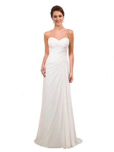 Chapel Train Ivory Sleeveless Sheath Wedding Gowns Leeds