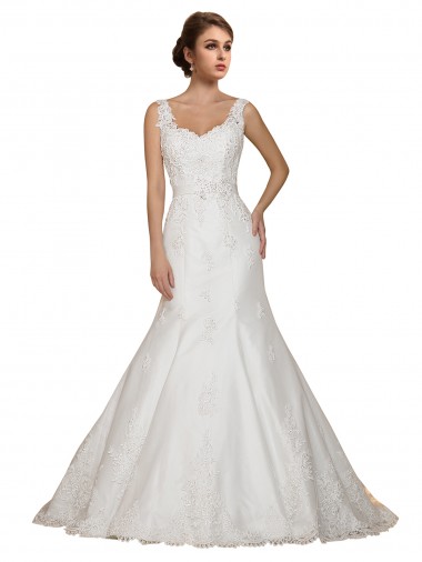 Chapel Train Ivory Cap Sleeves Mermaid Wedding Dress Leeds