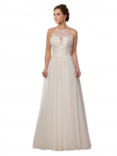 Sweep Train Ivory Sleeveless A-Line Tulle Wedding Dress Leeds