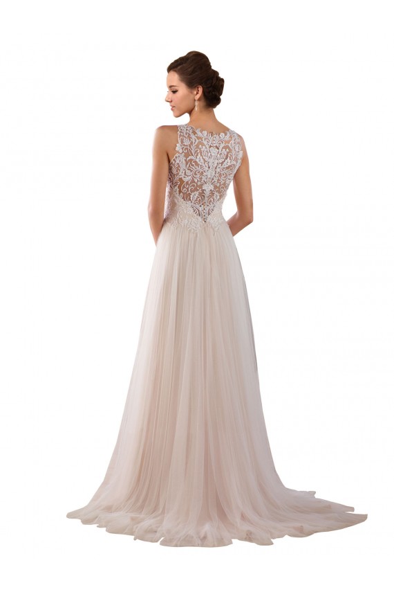 Chapel Train Ivory Sleeveless A-Line Boho Wedding Dress Leeds