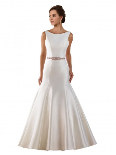 Chapel Train Ivory Sleeveless Mermaid V-Back Modern Wedding Dress Leeds