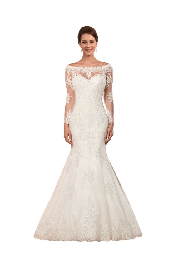 Chapel Train Ivory Long Sleeves Mermaid Sexy Wedding Dress Leeds
