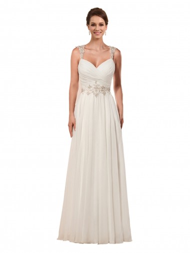 Chapel Train Ivory Sleeveless Sheath Keyhole Back Wedding Dress Leeds