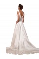 Chapel Train Ivory Sleeveless A-Line Satin Wedding Gowns Leeds