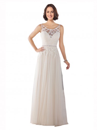 Sweep Train Ivory & Champagne Sleeveless A-Line Boho Wedding Dress Leeds