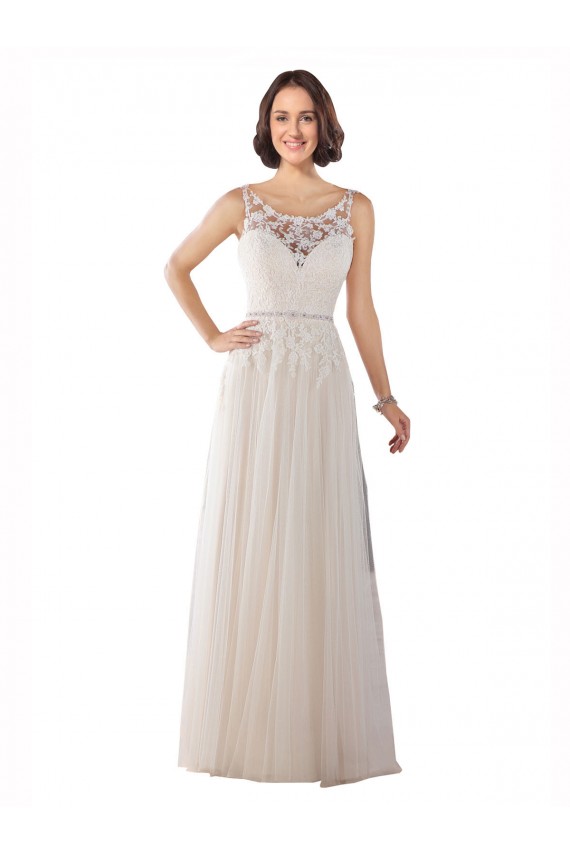 Sweep Train Ivory & Champagne Sleeveless A-Line Boho Wedding Dress Leeds