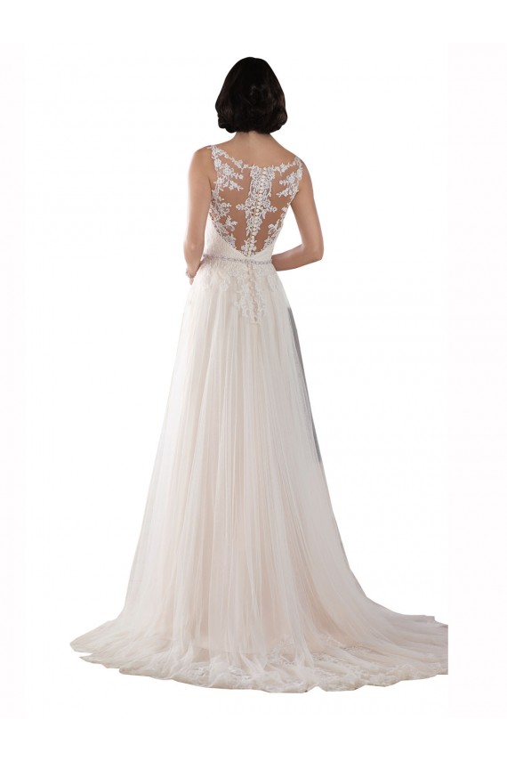 Sweep Train Ivory & Champagne Sleeveless A-Line Boho Wedding Dress Leeds