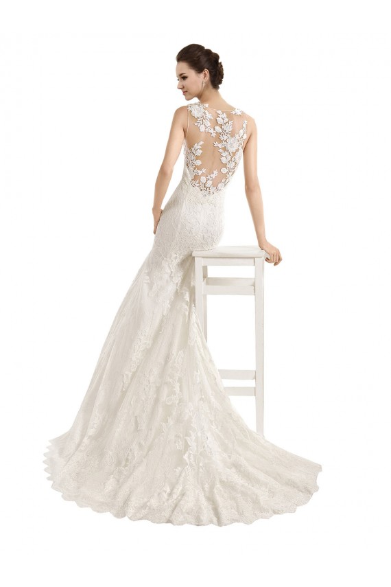 Chapel Train Long Ivory Sleeveless Mermaid Wedding Dress Leeds