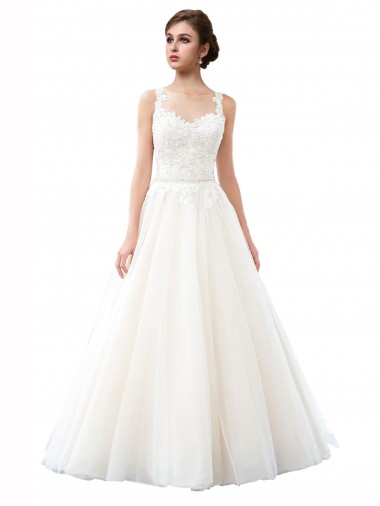 Cathedral Train Ivory Sleeveless A-Line Beach Wedding Dress Leeds