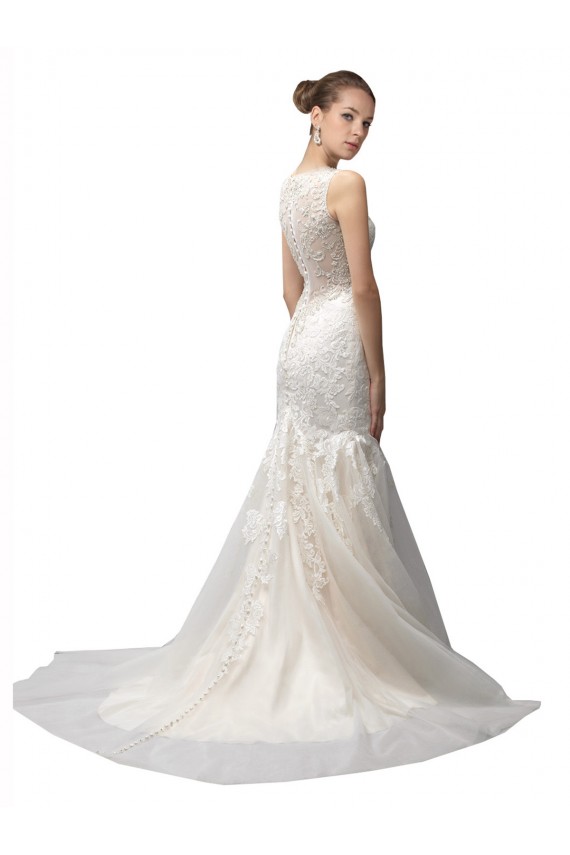 Sweep Train Ivory Sleeveless Mermaid Wedding Dress Leeds