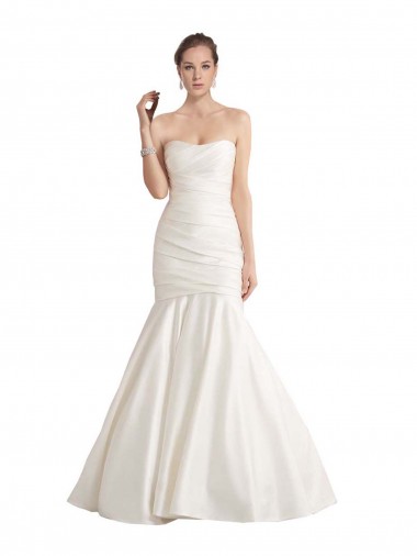 Chapel Train Ivory Sleeveless Mermaid Low Back Satin Beach Wedding Dress Leeds