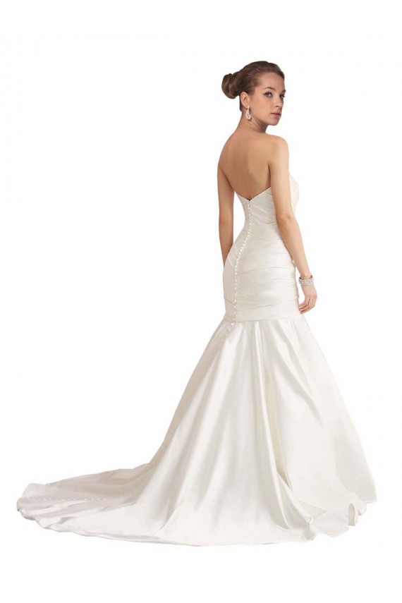 Chapel Train Ivory Sleeveless Mermaid Low Back Satin Beach Wedding Dress Leeds