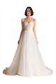 Sweep Train Ivory Sleeveless A-Line Low Back Bridal Wedding Dress Leeds