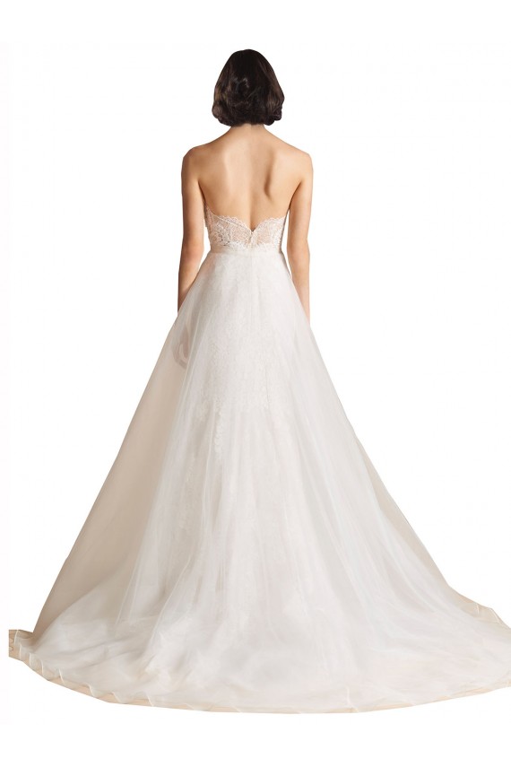 Sweep Train Ivory Sleeveless A-Line Low Back Bridal Wedding Dress Leeds