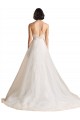 Sweep Train Ivory Sleeveless A-Line Low Back Bridal Wedding Dress Leeds