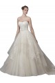 Chapel Train Ivory Sleeveless Ball Gown Low Back Wedding Dress Leeds