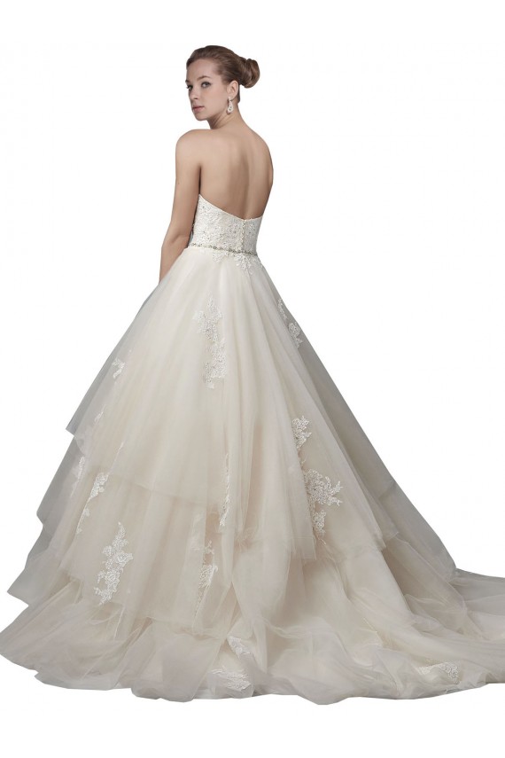 Chapel Train Ivory Sleeveless Ball Gown Low Back Wedding Dress Leeds