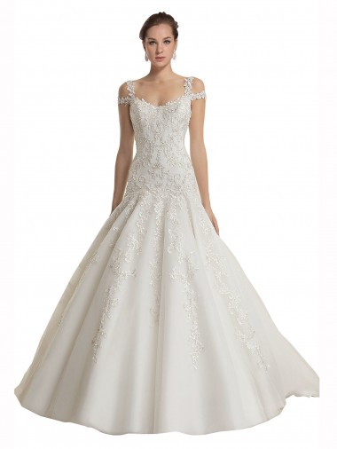 Sweep Train Ivory Sleeveless Mermaid Tulle & Lace Wedding Dress Leeds