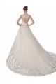 Chapel Train Ivory & Champagne Sleeveless A-Line Wedding Dress Leeds