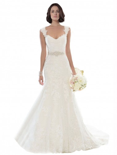 Chapel Train White Sleeveless Mermaid Beach Wedding Dress Leeds