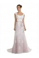 Sweep Train Ivory & Pink Sleeveless Mermaid Beach Wedding Dress Leeds