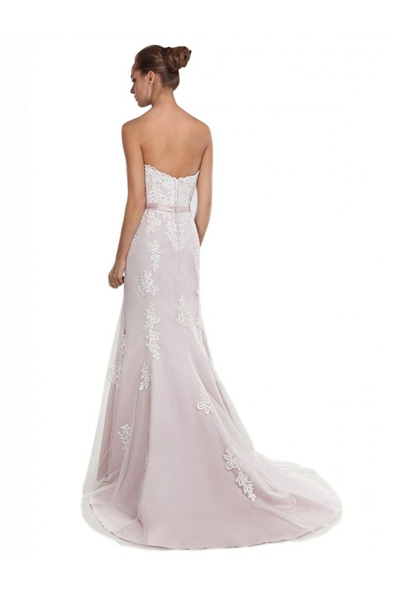 Sweep Train Ivory & Pink Sleeveless Mermaid Beach Wedding Dress Leeds