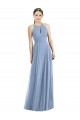 Long Dusty Blue Sleeveless A-Line Semi Formal Evening Dress / Bridesmaid Dress Leeds