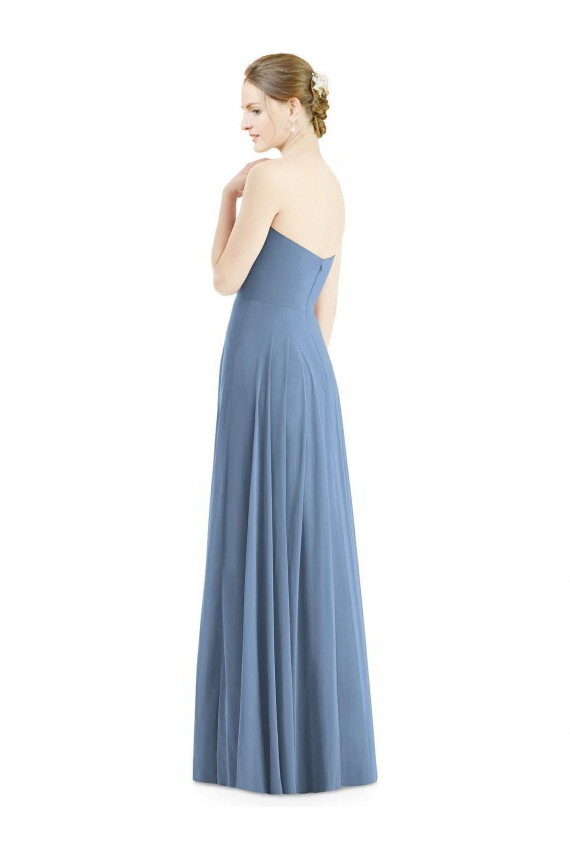 Long Dusty Blue Sleeveless A-Line Evening Dress / Bridesmaid Dress Leeds