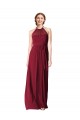 Long Burgundy Sleeveless A-Line Chiffon Bridesmaid Dress / Evening Gowns Leeds