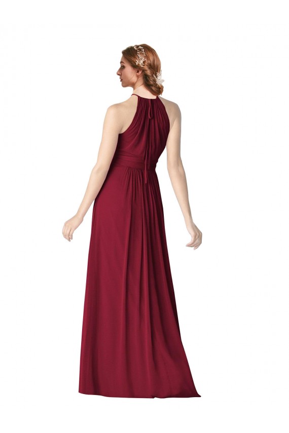 Long Burgundy Sleeveless A-Line Chiffon Bridesmaid Dress / Evening Gowns Leeds