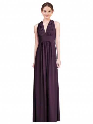 Long Grape Sleeveless A-Line Soft Chiffon Bridesmaid Dress Leeds