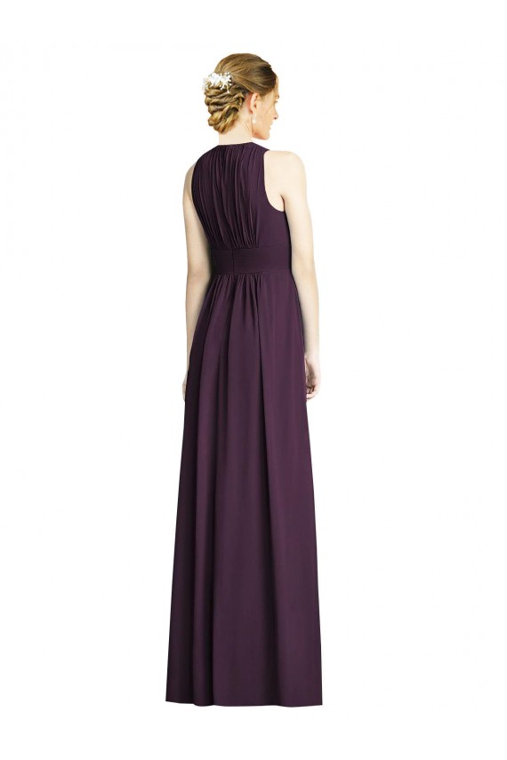 Long Grape Sleeveless A-Line Soft Chiffon Bridesmaid Dress Leeds