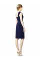 Knee Length Dark Navy Cap Sleeves Sheath Bridesmaid Dress Leeds