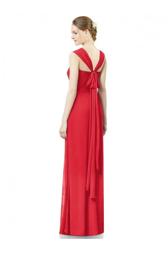 Long Red Cap Sleeves A-Line Formal Dress / Bridesmaid Dress Leeds