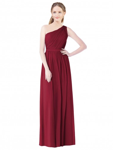 Long Burgundy Sleeveless A-Line Bridesmaid Gown Leeds