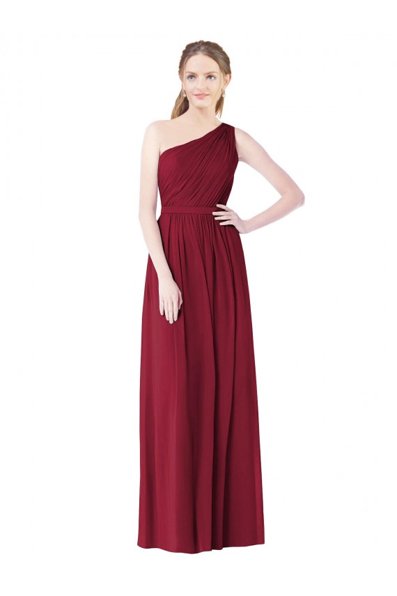 Long Burgundy Sleeveless A-Line Bridesmaid Gown Leeds
