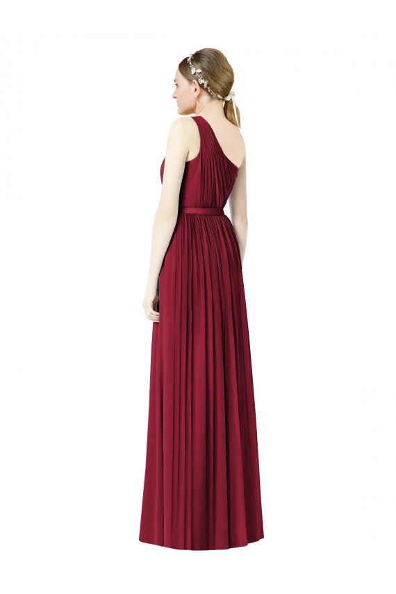 Long Burgundy Sleeveless A-Line Bridesmaid Gown Leeds
