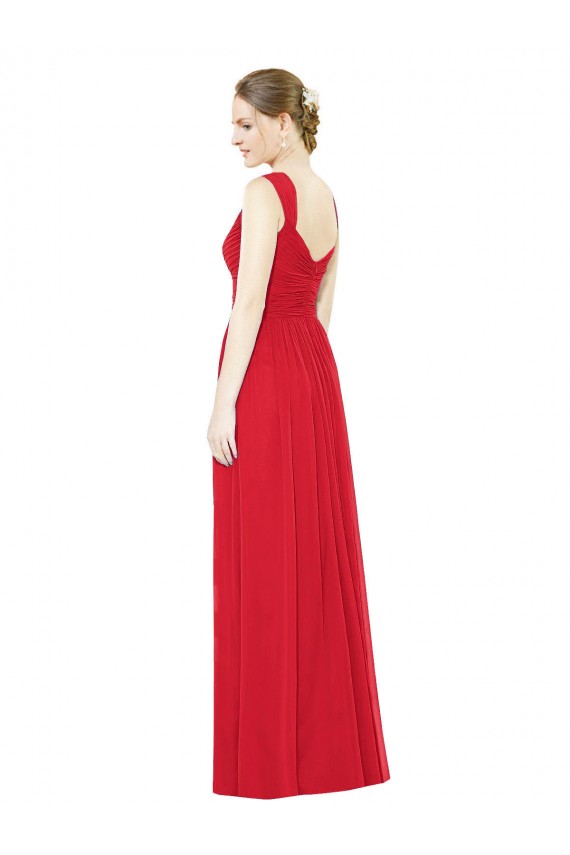 Long Red Sleeveless A-Line Side Front Slit Bridesmaid Dress / Evening Dress Leeds