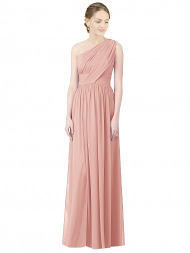 Long Bliss Pink Sleeveless A-Line Soft Chiffon Bridesmaid Dress Leeds