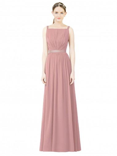Long Dusty Pink Sleeveless A-Line Bridesmaid Dress Leeds