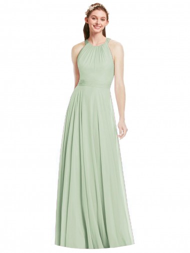 Long Sage Sleeveless A-Line Bridesmaid Dress / Evening Dress Leeds