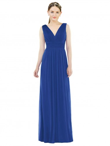 Long Royal Blue Sleeveless A-Line Bridesmaid Gowns Leeds