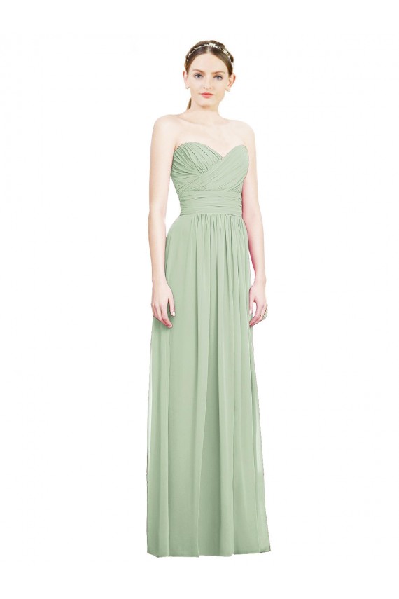 Long Sage Sleeveless A-Line Open Back Bridesmaid Dress Leeds