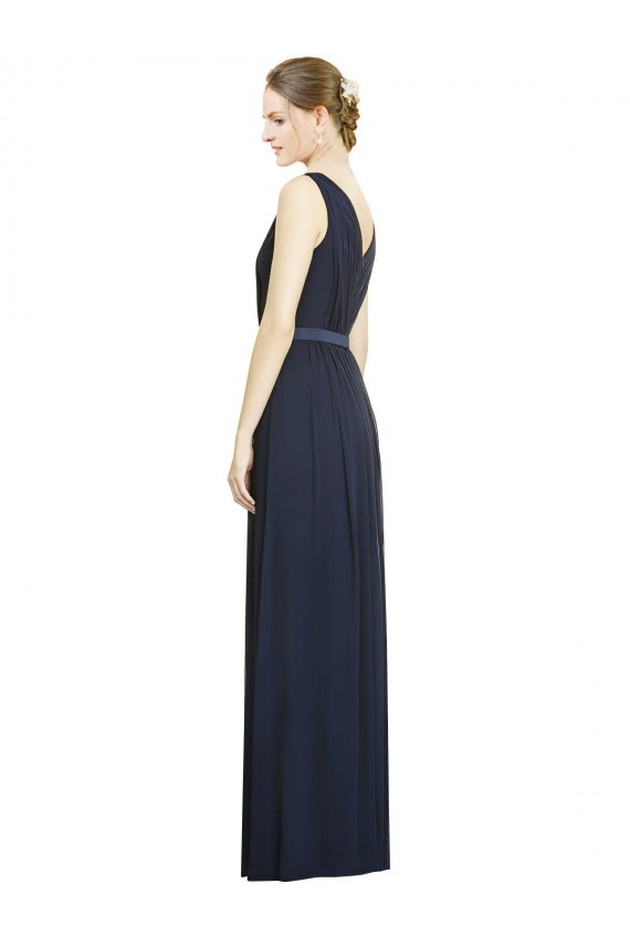 Long Dark Navy Sleeveless A-Line Bridesmaid Gowns Leeds