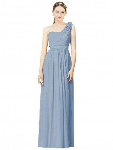 Long Dusty Blue Sleeveless A-Line Bridesmaid Dress Leeds