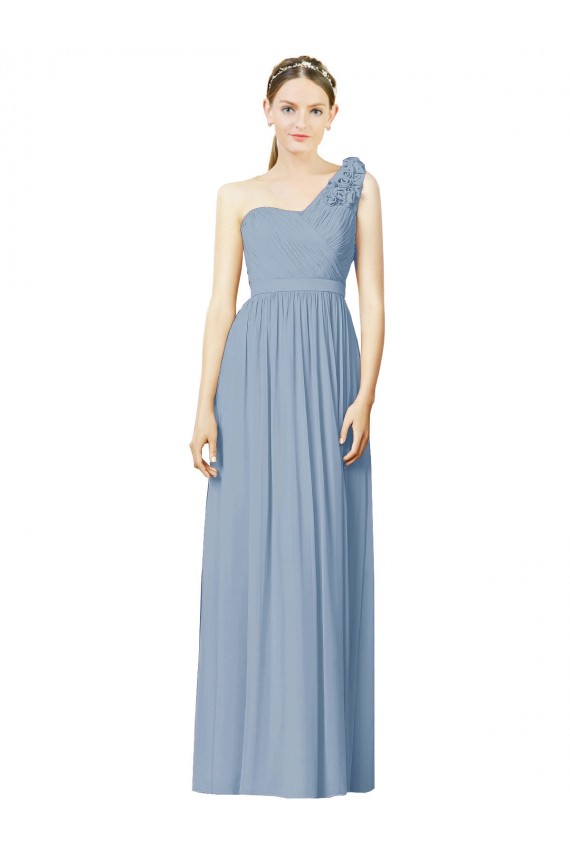 Long Dusty Blue Sleeveless A-Line Bridesmaid Dress Leeds