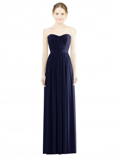 Long Dark Navy Sleeveless A-Line Formal Evening Gown / Bridesmaid Dress Leeds